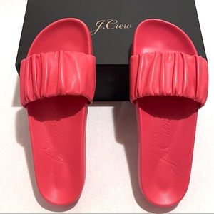 J. Crew Pacific Scrunchie-Strap Slides Size 10 Brilliant Coral